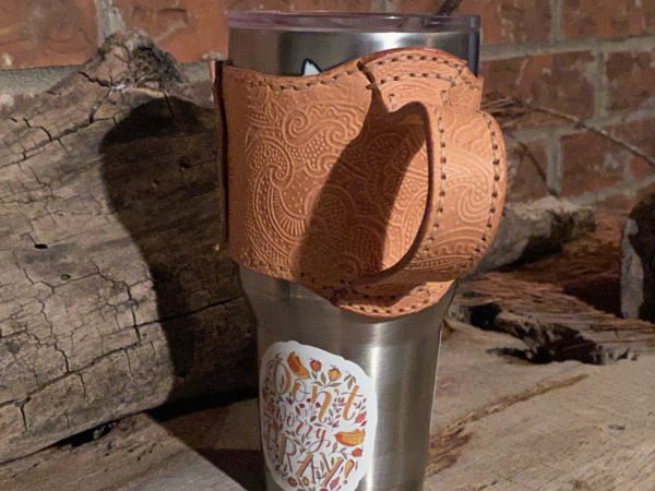 Handmade Natural Veg-Tan Paisley Yeti Handle