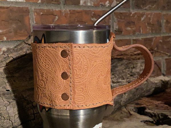 Handmade Natural Veg-Tan Paisley Yeti Handle