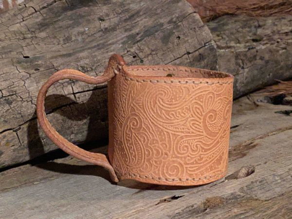 Handmade Natural Veg-Tan Paisley Yeti Handle